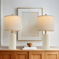 20.25'' Ceramic Table Lamps Set of 2 Small Farmhouse Bedside lamp Creamy White Modern Nightstand End Table Lamps for Living Room Bedroom Study Office