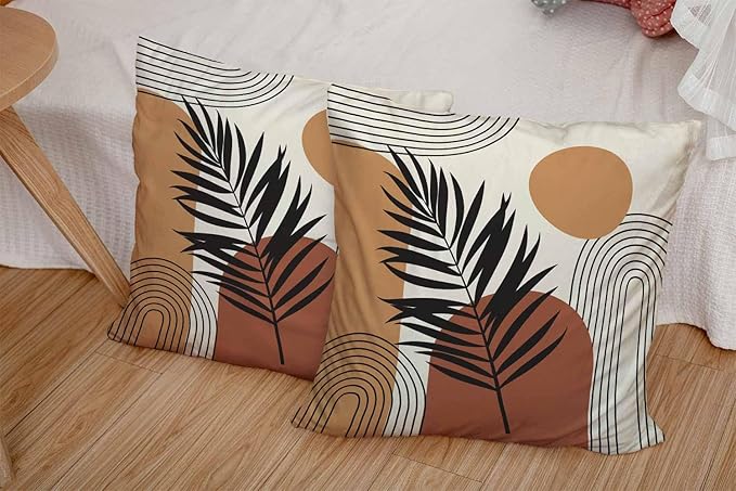 CAPSCEOLL Boho Abstract Throw Pillow Covers 18X18 Set of 2,Modern Abstract Art Organic Pillow Cases Cushion Covers for Living Room Bedroom Decorative Throw Pillowcases for Sofa Couch Chair