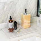 Natural Marble Cutting Boards for Kitchen - 12" x 8" Multi-Purpose Pastry Marble Tray Cheese Board Marble Slab for Counter, Bathroom Perfume Tray Jewelry Candle Plate (Nestos)