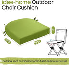 idee-home Outdoor Chair Cushions Set of 4, Thick 19" x 19" x 3" Outdoor Seat Cushions Patio Furniture Waterproof with Ties, Dining Pads