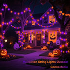 echosari Connectable 400 LED Halloween String Lights, Motion Sensor Scary Sound 66Ft Orange and Purple Halloween Lights Outdoor Waterproof 4 Sound Effects for Yard Party Tree Decor