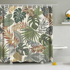 Tropical Leaves Shower Curtain Yellow Green Palm Monstera Leaf Shower Curtains for Bathroom Waterproof Polyester Fabric Bathroom Curtain 72 x 72 Inch with 12 Plastic Hooks
