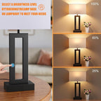 Nightstand Table Lamps for Bedrooms Set of 2 - Touch Bedside Lamp with USB C+A, 3 Way Dimmable Living Room Lamps for End Tables Set of 2, Modern Night Stand Lamps for Bed Side Guest Room(White)