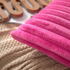 DEELAND Pack of 2,Double-Sided Faux Fur Plush Decorative Throw Pillow Covers Fuzzy Striped Soft Pillowcase Cushion Covers for Sofa Couch Bedroom