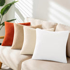 Pallene Faux Fur Plush Throw Pillow Covers 24x24 Set of 2, Soft Fluffy Couch Pillow Covers for Living Room, White