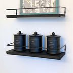 3 Pack Qtip Holder Dispenser, 16oz Bathroom Organizer and Storage Canisters, Glass Apothecary Jars with Lid - Home Decor, Room Decor Aesthetic (Black)