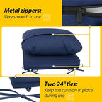 AAAAAcessories Outdoor Deep Seat Cushions, Waterproof, Fade-Resistant Patio Furniture Replacement Cushions, 25.5" x 25.5" x 5" + 25.5" x 19", Set of 2, Navy Blue
