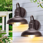 2-Pack Gooseneck Outdoor Light Fixtures, Farmhouse Barn Lights for Porch, Industrial Brown Exterior Wall Sconce for Garage, Patio, E26 Base Anti-Rust for Garage Frontdoor Entryway Doorway