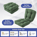Outdoor Chair Cushions Set of 4, Patio Chair Cushions with Ties, 19x19+5” Tufted Outdoor Seat Cushions, Waterproof Patio Furniture Cushions, Outdoor Dining Chair Pads, Forest Green