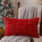 Christmas Pillow Covers 12x20 inch Set of 2 Soft Plush Faux Fur Christmas Decor Red Xmax Tree Yellow Colored Lights Decoration Throw Pillow Case for Winter Holiday Sofa Living Room PT003B12