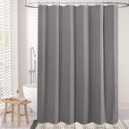 AmazerBath Grey Shower Curtain, Waffle Shower Curtain Gray, Premium Fabric with Waffle Weave, Heavy Duty 240GSM, Hotel Quality Bathroom Shower Curtains, 72 x 72 Inches