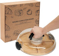 WILLKOMMEN Charcuterie Board with Lid- 5 Compartment Round Serving Tray with Handle & Locking Lid, Portable Bamboo Serving Platter, Serving Dishes for Party Picnic Cheese Snack