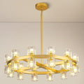 Modern 24" Gold Crystal Chandelier,K9 Crystal Round Chandeliers for Dining Room,Living Room Chandelier, Dining Room Chandeliers Over Table, Sutiable for Bedroom,Foyer,G4 Includes Bulbs