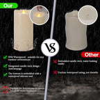 Waterproof Outdoor Flameless Candles with Remote and Timers, 1000 Hours Battery Operated Large LED Flickering Pillar Candles, Ivory Plastic, Set of 2 (D 4" x H 6")