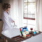 Premium Bamboo Bathtub Caddy Tray - Bath Tray - Bath Tub Tray Table for Bathtub - Expandable Size, Fits Most Bath Tubs - Brown
