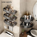 VOLPONE Shower Caddy No Drilling Shower Shelves for Inside Shower Heavy Duty Bathroom Organizer Storage Rack Adhesive with Towel Bar Hooks (2-Pack, Matte Gray)