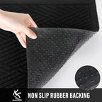 Sturdy Front Door Mat, Absorbent Muddy Dirt Resist Welcome Door Mats Outdoor Indoor, Stain and Fade Resistant, Non-Slip Rubber Backing Low Profile Doormat for Entryway, 72×24, Black