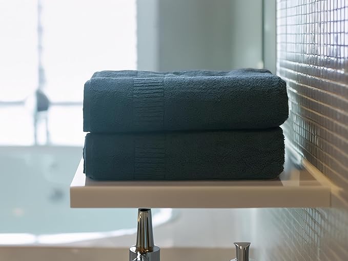 Extra Absorbent Organic Cotton Bath Towels, Soft & Plush, Made in Japan, Oeko-Tex Class 1 Certified, 28 x 53 inch, Navy, Pack of 1 – Proof of Purity