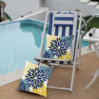 DFXSZ Blue Yellow Flower Pillow Covers 20x20 Inch Set of 2 Outdoor Throw Pillows Outdoor Waterproof Decor for Living Room Sofa Patio Funiture Garden Floral Polyester Pillow Covers 012D20