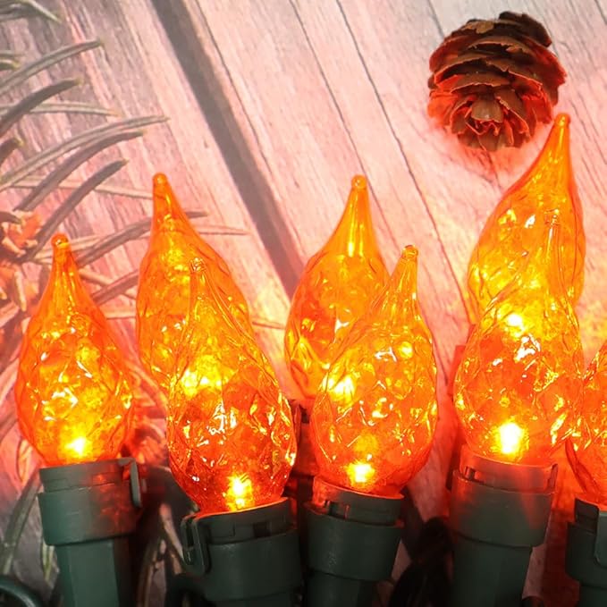 Orange Halloween String Lights 19ft, 70 LEDs C5 Christmas Lights for Indoor and Outdoor Use, ETL Certified Perfect for Halloween, Thanksgiving, and Christmas Decor