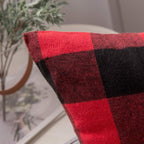 MIULEE Pack of 2 Christmas Classic Farmhouse Buffalo Check Plaids Polyester Linen Soft Soild Decorative Porch Throw Pillow Covers Home Decor Cushion Case for Sofa Bedroom 18x18 Inch, Black and Red