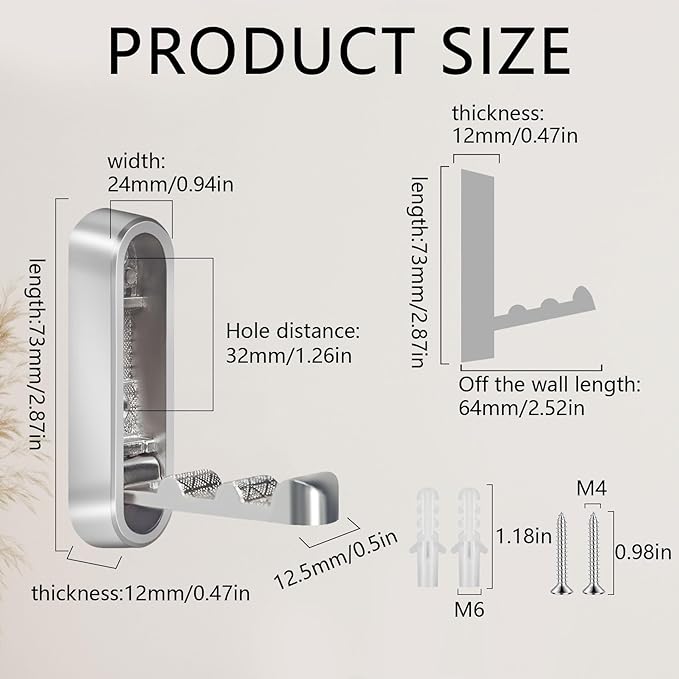 4PCS Foldable Wall Hooks, Heavy Duty Zinc Alloy Folding Wall Hooks, Folding Coat Hooks Wall Mount Bathroom Foldable Towel Hooks for Hanging Clothes, Bags, Hats, Bathrobes, Keys and Kitchen (Silver)