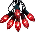 Minetom C9 Red Christmas String Lights, 25FT 25 Blubs Bright & Warm Outdoor Christmas Lights, Long Life C9 String Lights for Tree Patio Gazebo Wreath, Green