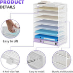 Marbrasse Paper Organizer Letter Tray, 9 Tier Mesh File Organizer with Handle, Paper Sorter Desk Organizer for Home Office Supplies - White