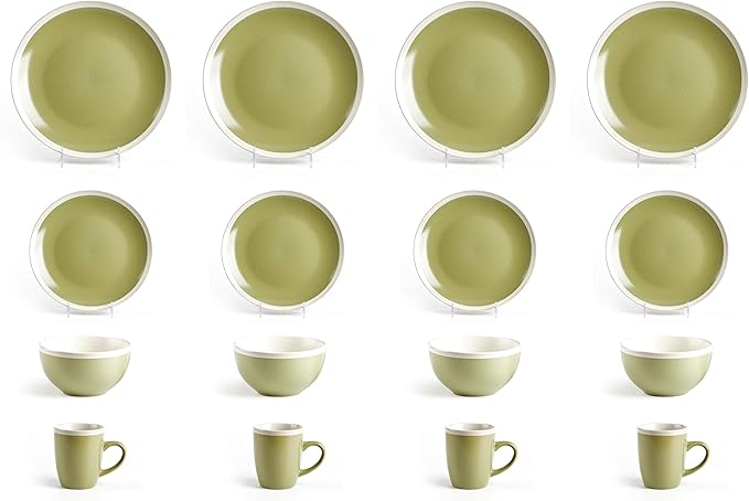 Rock Ridge Speckled Stoneware Dinnerware Set (16pc Set, Beryl and Ivory)