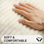 Simmore Decorative Fall Throw Pillow Covers 20x20 Set of 2, Soft Natural Plush Flannel Double-Sided Fluffy Couch Pillow Covers for Sofa Living Room, Beige