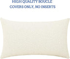 Jeneoo Ivory Decorative Long Lumbar Thick Throw Pillow Covers Fine Textured Boucle Couch Cushion Cases for Sofa Decor, Set of 1, 14 x 36 Inch