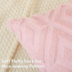 Pallene Pink Throw Pillow Covers 22x22 Set of 2, Soft Plush Faux Fur Decorative Couch Pillow Covers for Sofa Bed Living Room Pillow Cases with 3D Diamond Pattern