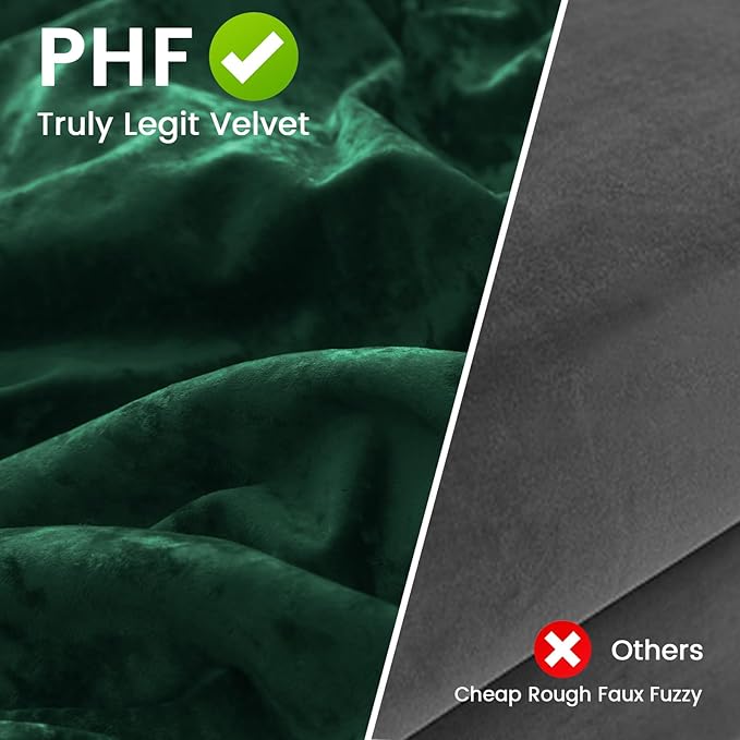 PHF Truly Velvet Throw Pillow Covers, 24"x24", No Insert, 2 Pack Color Gradient Cushion Covers, Ultra Soft Cozy Square Covers Shell for Luxurious Home Decorative, No Shedding, No Pilling, Green