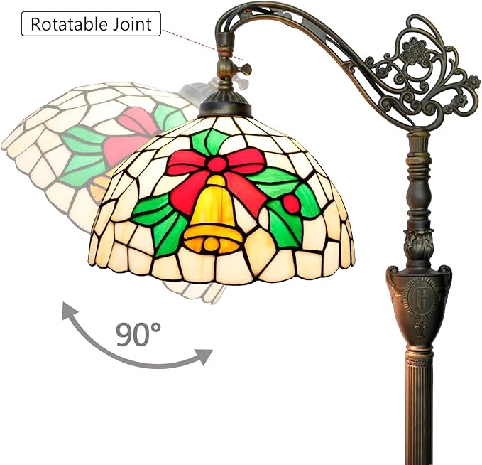 Tiffany Floor lamp 12 inch Stained Glass lamp Yellow Bell Adjustable Classical Art Floor lamp ADAPTS to Bedroom Dining Room Living Room Office and Other Tiffany Retro Style Home Decoration Crafts