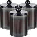 AXX Qtip Dispenser Apothecary Jars Bathroom - Qtip Holder Storage Canister Clear Plastic Jar for Cotton Swab,Q-Tips,Cotton Rounds (Black 3Pcs)