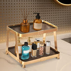 YUPER Bathroom Organizer Countertop, 2-Tier Counter Organizer for Bathroom Decor, Sink Shelf for Vanity Storage, Large Makeup Tray for Perfume Skincare Bedroom Kitchen Corner