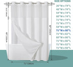 White Long No Hook Waffle Weave Shower Curtain with snap-in Liner Replacement, 230GSM Waterproof Fabric Hotel Shower Curtain Set for Bathroom, Through Mesh Top Window,71Wx80H