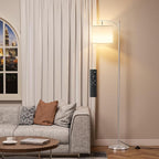 60" Floor Lamps with Remote Control & Bulb, Colors Temperature & Brightness Adjustable, White Shade & Silver Pole