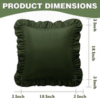 KKJIAF Ruffle Pillow Cases 18x18 Inches, Olive Green Square Ruffled Pillow Covers Set of 2, Microfiber Wrinkle Resistant Pillow Shams with Envelope Closure for Sofa Bed Living Room
