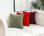 Jeneoo Burgundy Decorative Throw Pillow Covers Soft Chenille Comfy Solid Couch Cushion Case Decor (Set of 2, 16 x 16 Inches)
