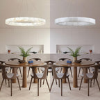 Alabaster Chandelier Spanish Natural Marble Round D30in Chandeliers, Modern Living Room Chandelier, Alabaster Pendant Light Fixture, Dimmable Chandeliers for Bedroom, Entryway, Foyer, Hallway