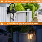 JYZ Dusk to Dawn Outdoor Wall Lantern, 16 Inch Exterior Wall Sconce Light with Clear Glass, Weatherproof Wall Mount Fixture for Front Porch, Doorway, Garage, Patio, Backyard JYOWL04