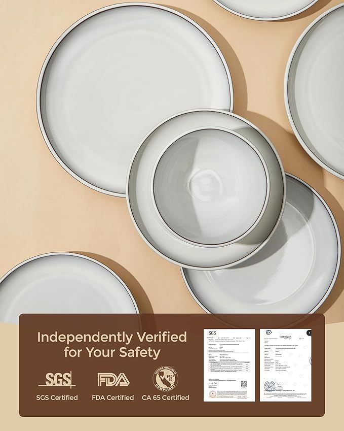 10 Inch Ceramic Plates, White Dinner Plate Set for Dessert Pizza Steak, Terracotta Kitchen Stoneware Serving Dishes Set, Dishwasher & Microwave Safe, Scratch Resistant