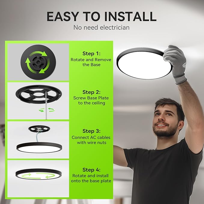 MODERN 28W 3100lm LED Flush Mount Ceiling Light, Super Slim 12 inch LED Ceiling Light, 5000K Daylight LED Ceiling Light for Bedroom, Living Room, Dining Room