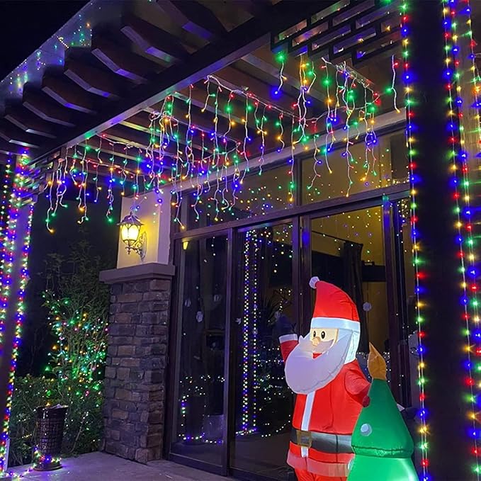 QITONG 4 Pack Multicolor Solar Fairy Lights Outdoor Waterproof, Each 33ft 100 LED Christmas String Lights, 8 Modes Silver Wire Mini Twinkle Lights