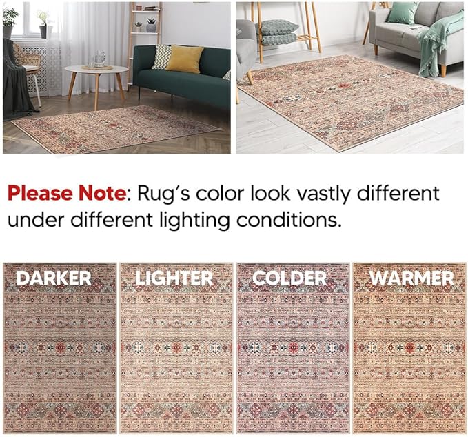 Keen Home Design 2x7 Rug - Machine Washable Runner Rug with Non-Slip Backing, Ideal for Hallway, Entryway, Kitchen, Laundry Room - Vintage, Easy Clean, Durable, Low Pile Rug - (2'6" x 7')
