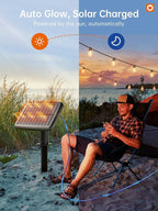 addlon 35FT Solar String Lights Outdoor, IP54 Waterproof Solar Powered with Remote & USB Port, 10+1 LED Shatterproof Bulbs, Dimmable Solar Light Outdoor for Camping Backyard Bistro Porch