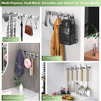 Wall Mounted Coat Rack-5 Hooks, Heavy Duty Stainless Steel Wall Hooks for Towel Coat Bag, Hat Rack Coat Hanger Coat Hooks Towel Racks for Bathroom Entryway Kitchen Hotel (Silvery, 1 Pack)
