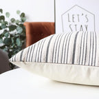 Black Lumbar Pillow Covers Farmhouse Linen Throw Pillow Covers Pack of 2 Striped Outdoor Decorative Throw Pillows for Couch Sofa Bed 12 x 20IN Black and Cream