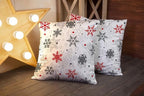 CAPSCEOLL 2PCS Red and White Pillow Covers 18X18Inch Snowflake Abstract Big Blizzard Christmas Gray Snow Sparkles Star Pillow Protectors with Zipper for Bedroom Sofa Living Room Couch Pillow Covers